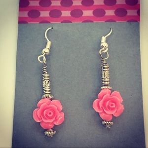 Handmade rose charm earrings